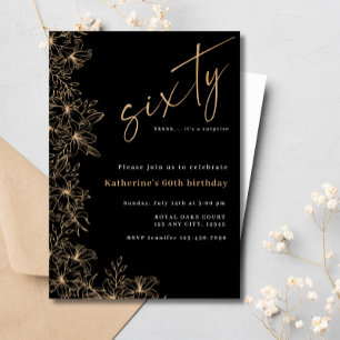 60th Modern Black & Gold Foil Surprise Birthday