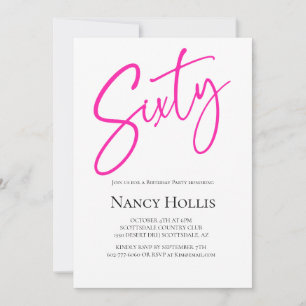 60th Modern Elegant Script Birthday Party Invitation