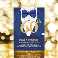60th Navy Blue and Gold Tuxedo Birthday Event