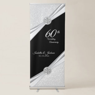 60th or 75th Diamond Glitter Anniversary Retractable Banner