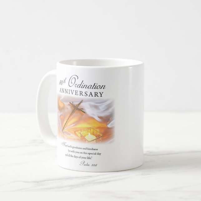 60th Ordination Anniversary, Cross Candle Coffee Mug (Front Left)