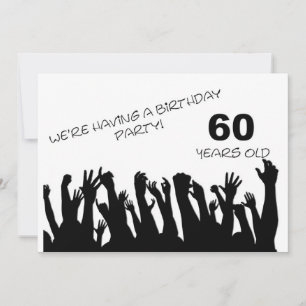 60th party invitation with cheering crowds