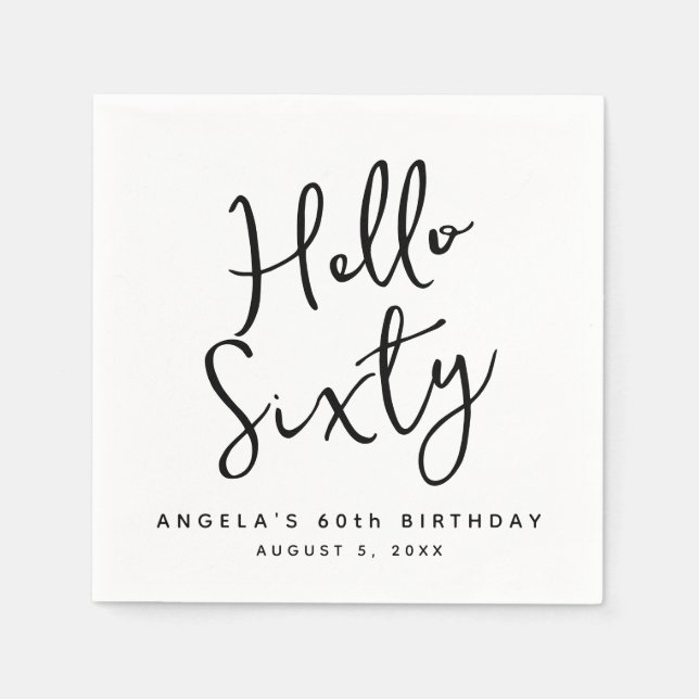 60th party paper decoration, elegant calligraphy  napkin (Front)