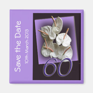 60th party Save the Date Magnet - white anthuriums