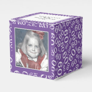 60th Photo Keepsake - Purple/White Number Pattern Favour Box