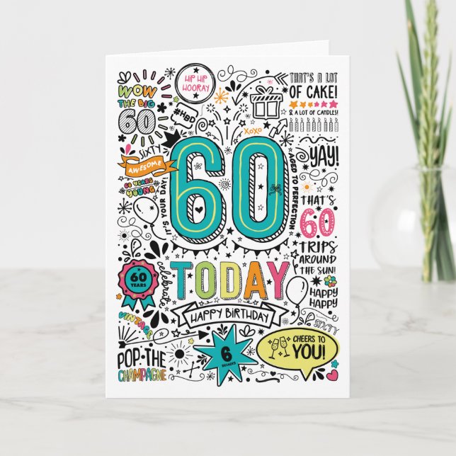 60th Printable Birthday Card (Front)