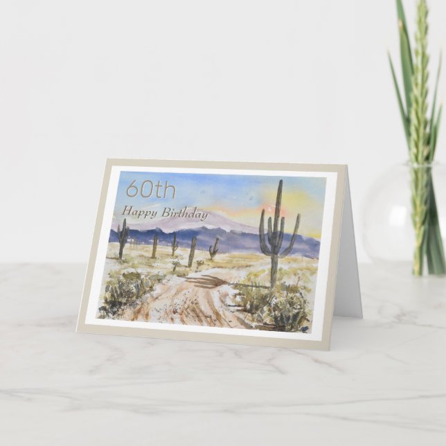 60th Scenic Cactus Countryside Birthday Card (Front)