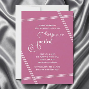 60th Simple Modern Elegant Birthday Party Invites