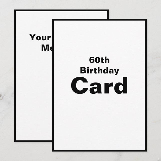 60th Sixtieth 60 Sixty 6-0 Birthday Card (Front/Back)