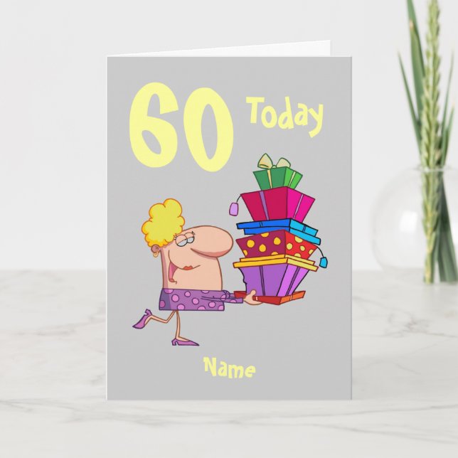 60th sixty birthday cartoon  personalized card (Front)