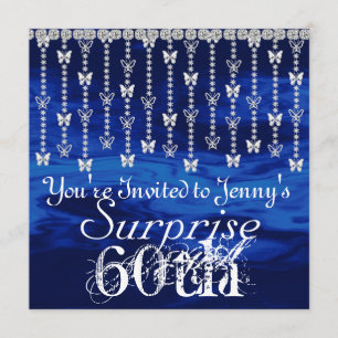 60th Surprise Birthday Butterfly BLUE Invitation