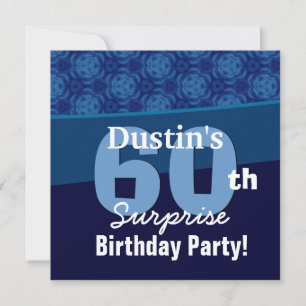 60th Surprise Birthday Hues of Blue G433 Invitation