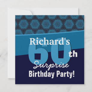60th Surprise Birthday Hues of Blue Stars W1950 Invitation