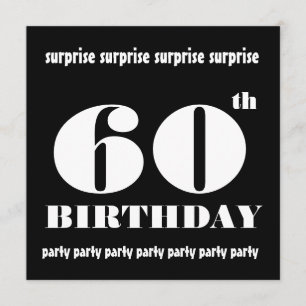 60th SURPRISE  Birthday Party Black White Template
