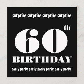 60th SURPRISE Birthday Party Black White Template