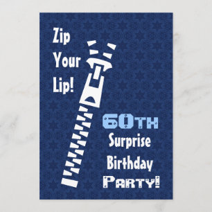 60th SURPRISE Birthday Party Blue and White Invitation