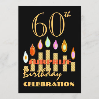 60th SURPRISE Birthday Party Gold Candles Invite