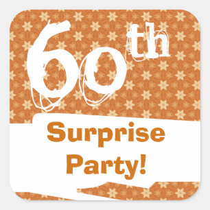 60th Surprise Birthday Party Gold Chocolate Orange Square Sticker