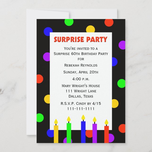 60th Surprise Birthday Party Invitation Dots (Front)