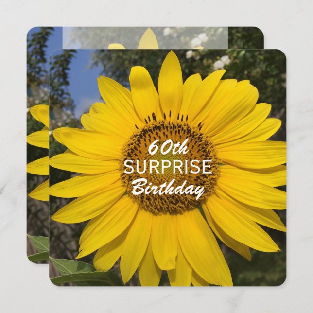 60th Surprise Birthday Party Sunflower Invitation (Front/Back)