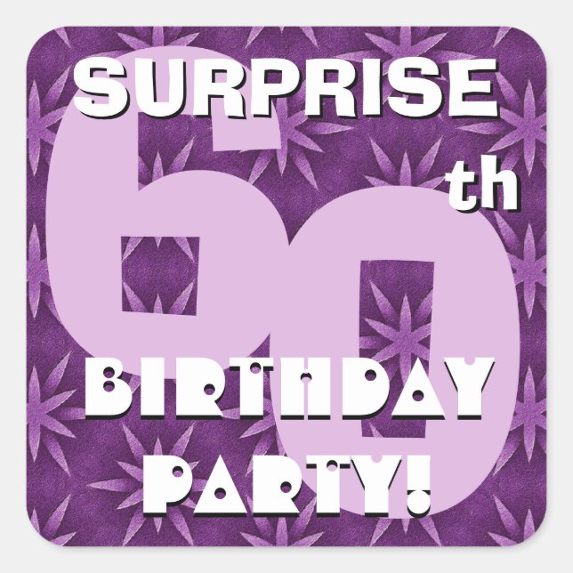 60th SURPRISE Birthday Purple Fireworks  V03 Square Sticker (Front)