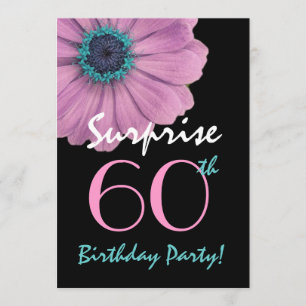 60th Surprise Birthday Single Daisy and Black Invitation