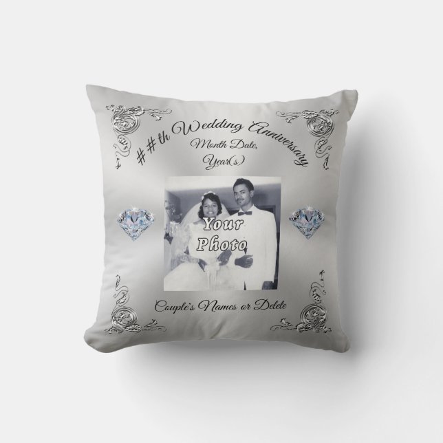 60th to 75th Wedding Anniversary Gift Personalised Cushion (Front)