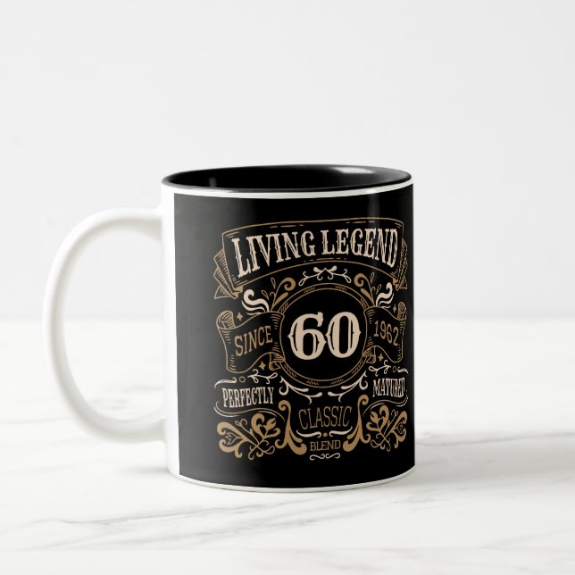 60th vintage birthday Two-Tone coffee mug (Left)