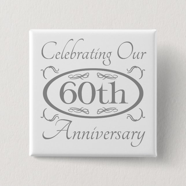 60th Wedding Anniversary 15 Cm Square Badge (Front)