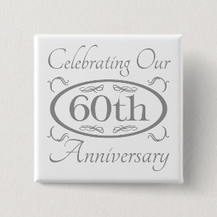 60th Wedding Anniversary 15 Cm Square Badge