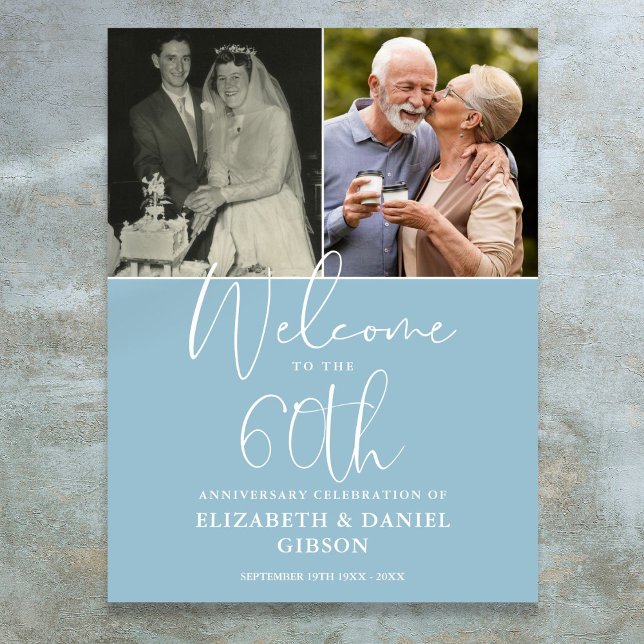 60th Wedding Anniversary 2 Photo Welcome Sign (60th Wedding Anniversary 2 Photo Welcome Sign)