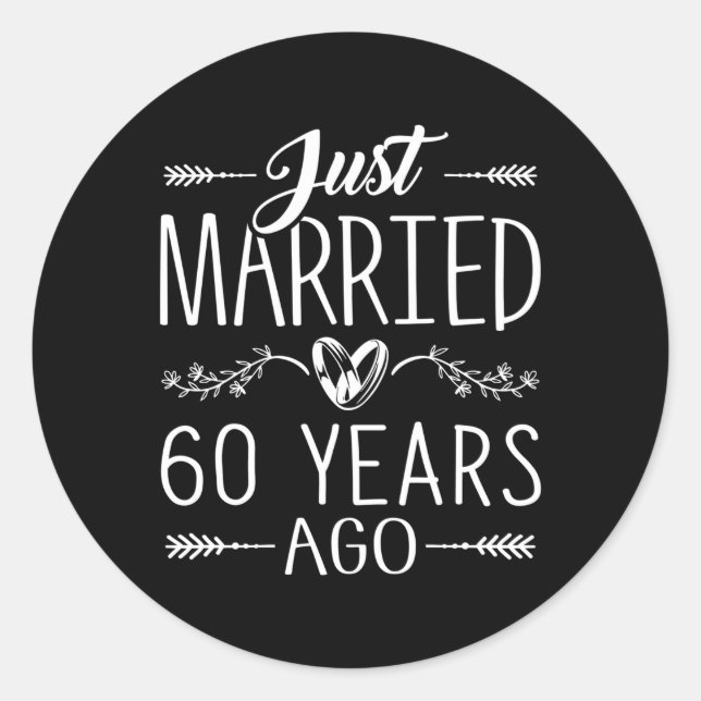 60Th Wedding Anniversary 60 Years Marriage Classic Round Sticker (Front)