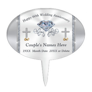 60th Wedding Anniversary Cake Topper, Cake Pick