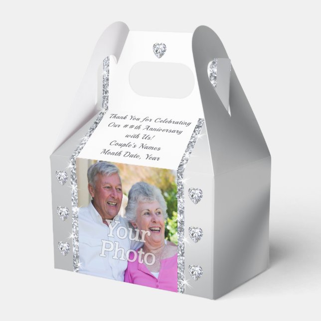 60th Wedding Anniversary Celebration Ideas Diamond Favour Box (Front Side)