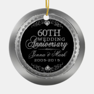 60th Wedding Anniversary Ceramic Tree Decoration