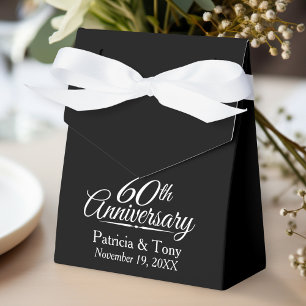 60th Wedding Anniversary - Custom Black Thank You Favour Box
