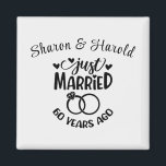 60th Wedding Anniversary Custom Names Diamond Magnet<br><div class="desc">Commemorate your sixtieth wedding anniversary with this diamond white background,  custom magnet. Personalise the names in black text to your own or the couple celebrating this milestone. Great idea for a party favour too!</div>