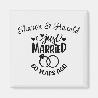 60th Wedding Anniversary Custom Names Diamond Magnet