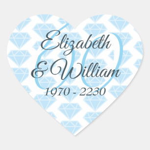 60th Wedding Anniversary Diamond Celebration Heart Sticker