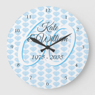 60th Wedding Anniversary Diamond Celebration Large Clock