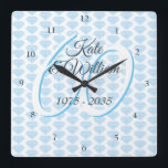 60th Wedding Anniversary Diamond Celebration Square Wall Clock<br><div class="desc">Beautifully personalised with your names and dates over a delicate "60" (or monogram initial) on a delicate diamond background. Use for anniversary celebrations or more. Designed by Pure Piglet© at www.zazzle.com/purepiglet*.</div>