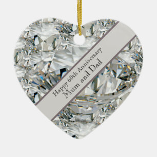 60th Wedding Anniversary Diamond Ceramic Tree Decoration