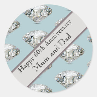 60th Wedding Anniversary Diamond   Classic Round Sticker