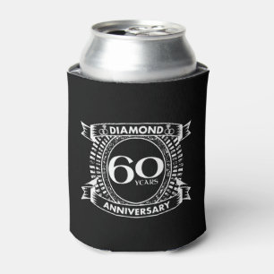 60th wedding anniversary diamond crest can cooler