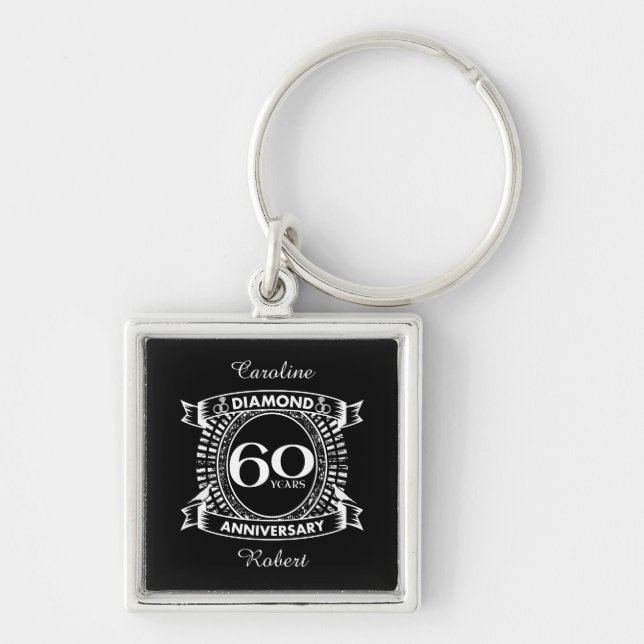 60th wedding anniversary diamond crest key ring (Front)