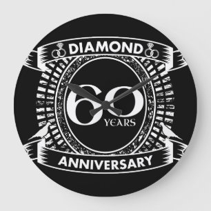 60th wedding anniversary diamond crest large clock