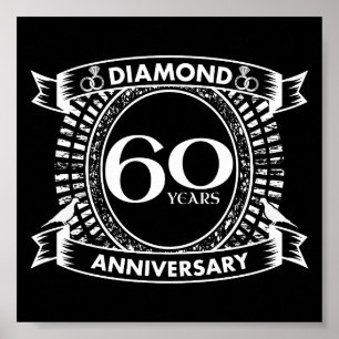 60th wedding anniversary diamond crest poster