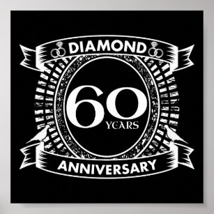 Diamond 60th Wedding Anniversary Clipart Celebrating 60 -  UK