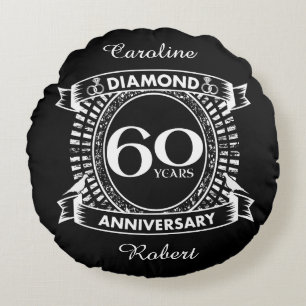 60th wedding anniversary diamond crest round cushion