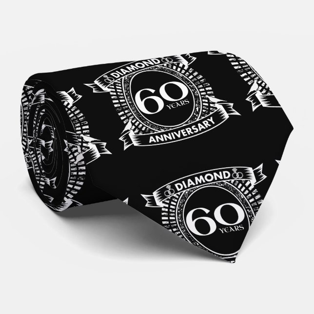 60th wedding anniversary diamond crest tie (Rolled)